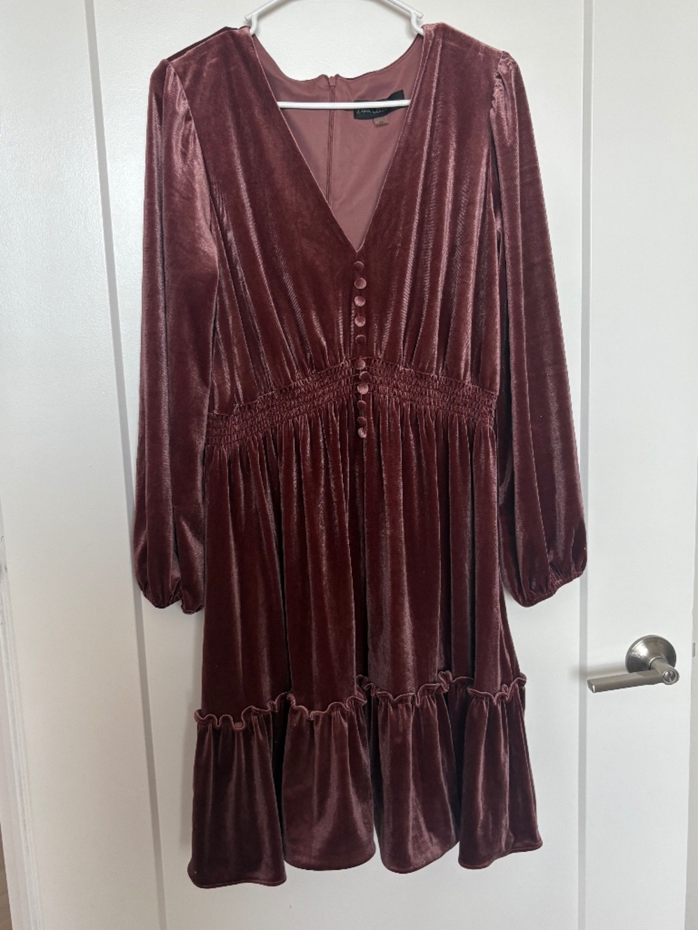 Zarr Collection Mauve Velvet Long Sleeve Mini Dress